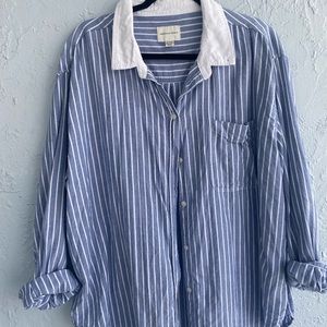 Striped Oversized Oxford Button-Up Shirt